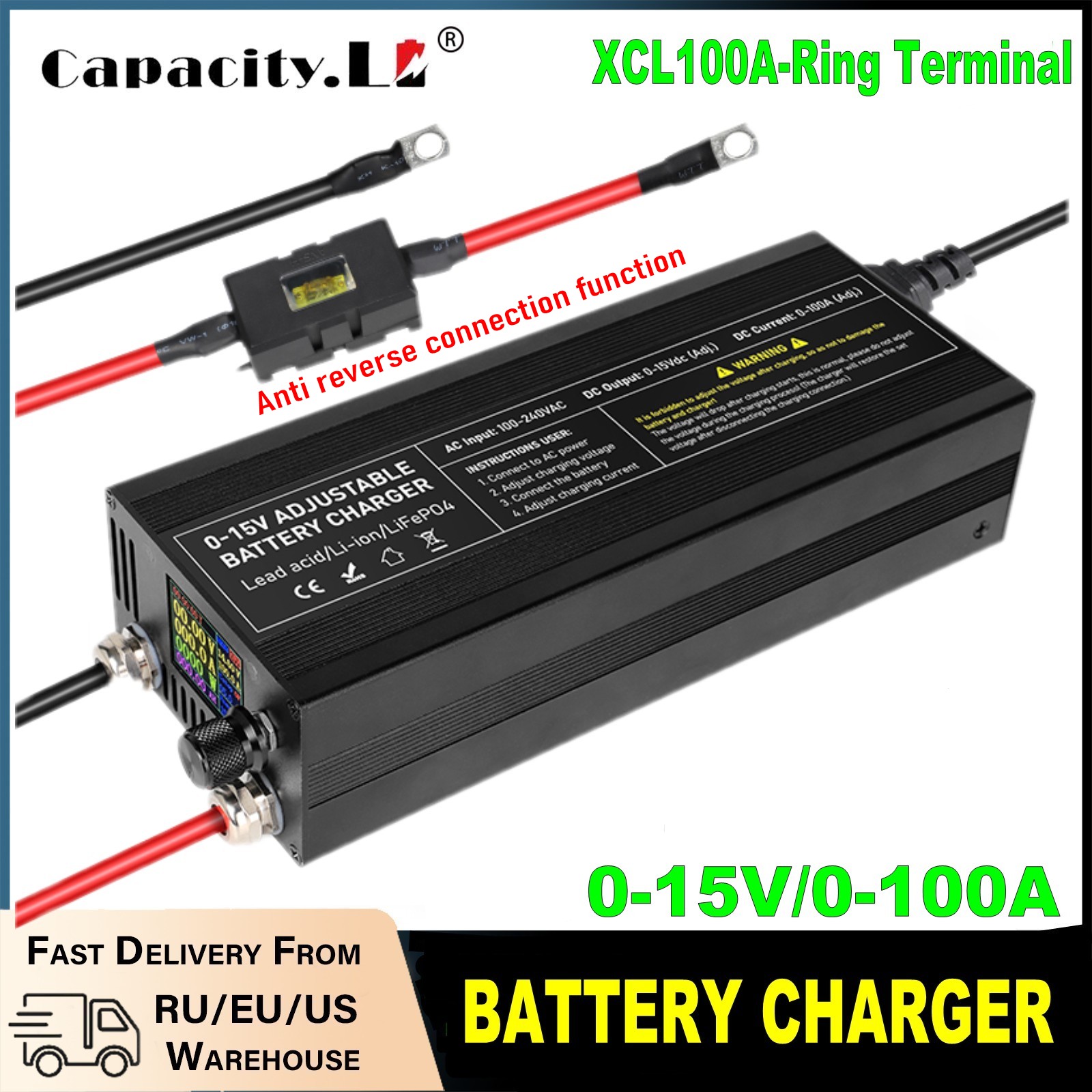 60A100A CC CV Adjustable Batte - 84V 20A Smart Charger review and price